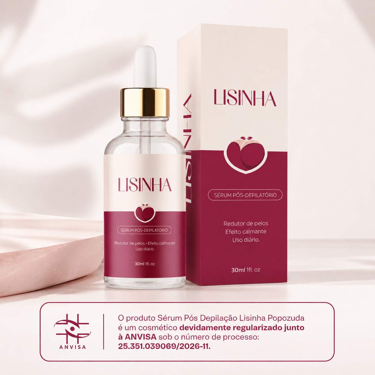 Sérum Lisinha regularizado na ANVISA